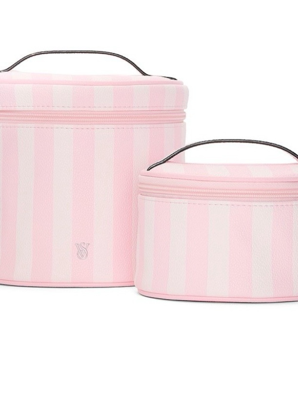2 piece Victoria's Secret Pink & White Striped Cosmetic Case